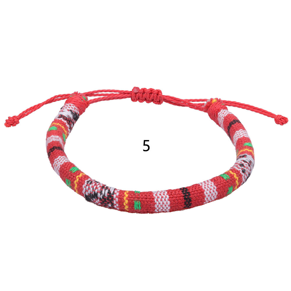 Wholesale Handwoven Colorful Waxed Thread Cotton Rope Bracelet